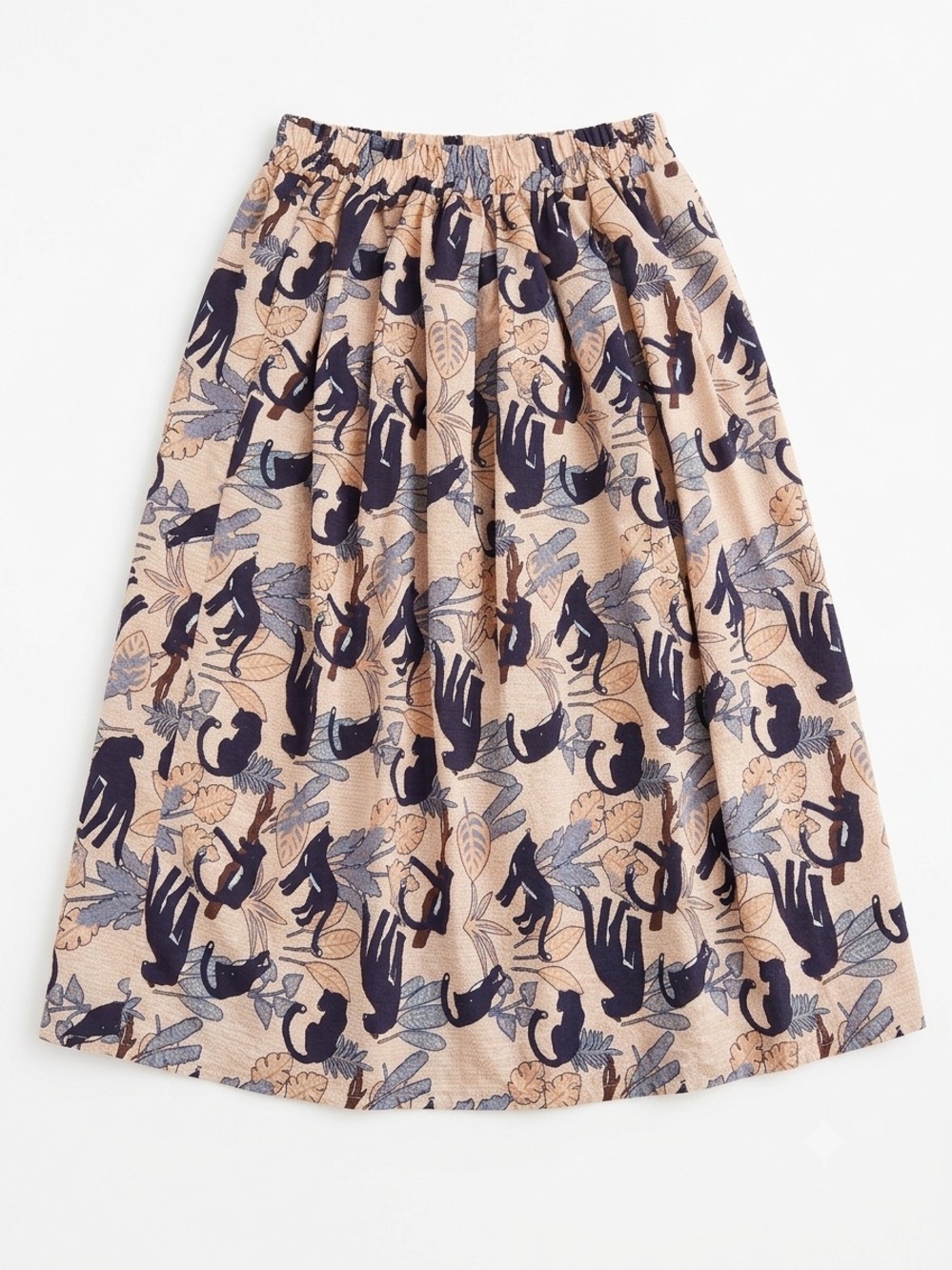 Pittarello Made in Italy Euro Summer Tiger & Tropical Jungle Print Midi Skirt